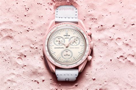 omega swatch pink watch